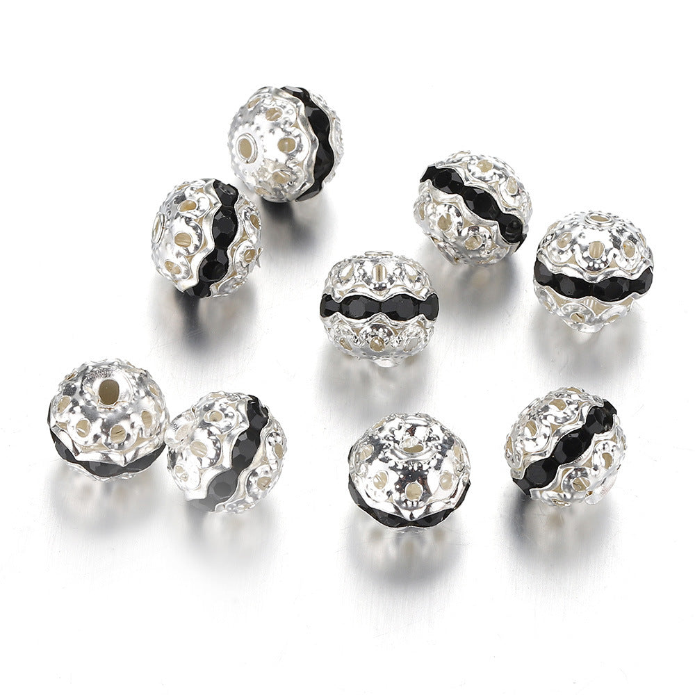 Wholesale 50PCS 8-10mm Hollow Rhinestone Spherical DIY Spacer Beads